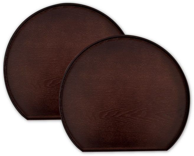 나무 반달트레이 원목 우드 대나무 천연 옻칠 혼밥 카페 반달 트레이 쟁반, 2개, 다크브라운