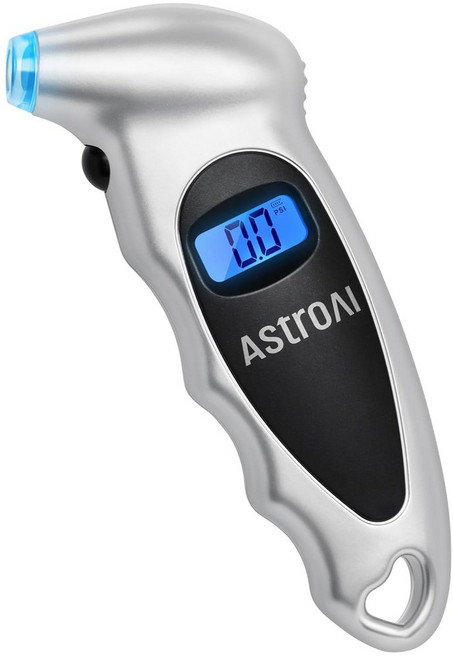 AstroAI 디지털 타이어 압력 게이지 0-150PSI ANSI B40.7 +-1PSI로 보정 0.1 증분으로 정확 백라이트 LCD가 장착된 차량용 수리 도구 4가지 측정 파란색, Silver