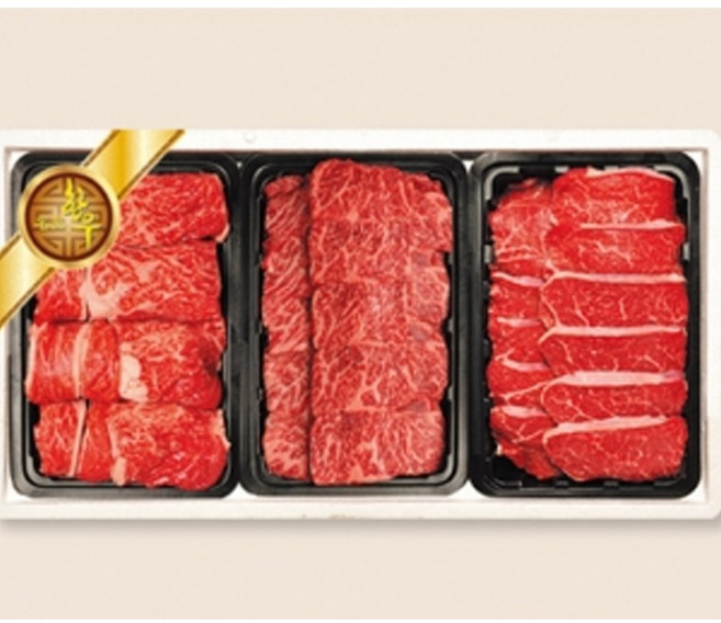 (주)가천린포크 한우 으뜸선물세트 3호(등심+갈비살+안심 각 400g 총 1.2kg), 1개