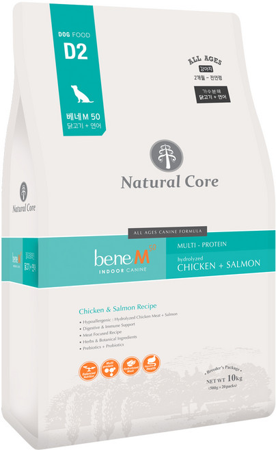 네츄럴코어 전연령 강아지 베네 M50 건식사료 작은입자, 닭+연어, 10kg, 1개