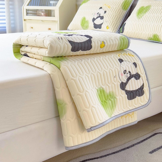 Mosashoe 사계절 항균 침대패드 고정밴드 매트리스 패드 베개커버 세트, 팬더