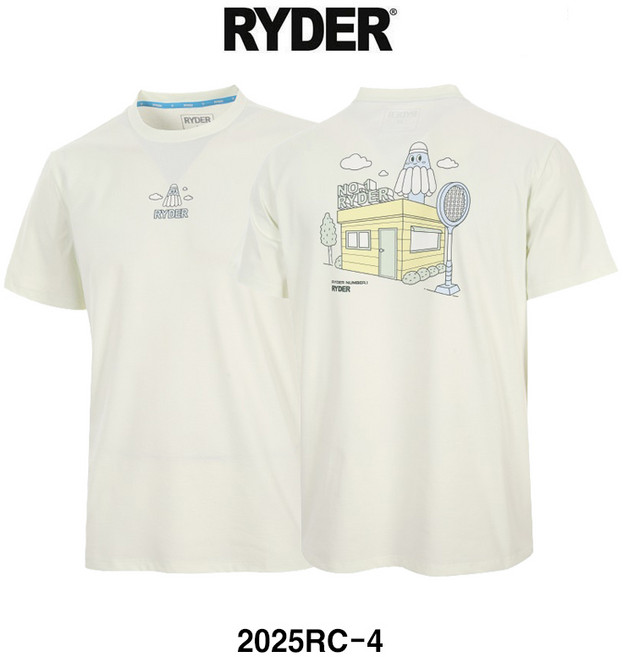 라이더 티셔츠 배드민턴 반팔 상의 남성 여성 반팔티 코튼라이크 오버핏 아이보리 2025RC-4