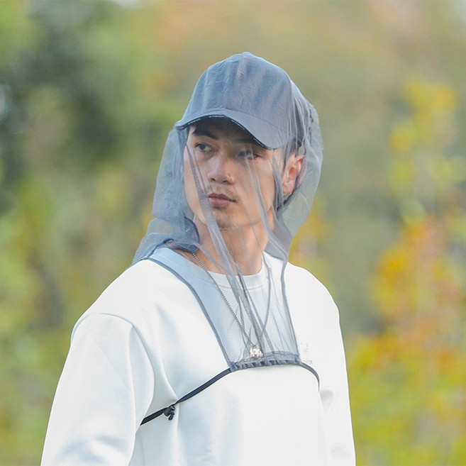 2p 휴대용 얼굴 고정 방충망 모자 망사 낚시 얼굴망 벌초망 양봉, 핑크+차콜