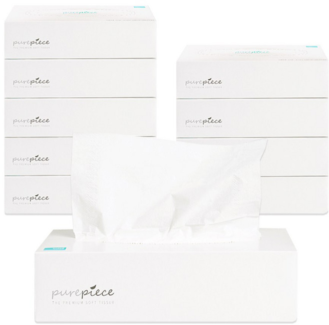 퓨어피스 미용티슈 먼지없는 펄프 각티슈 240매, 240개입, 10개