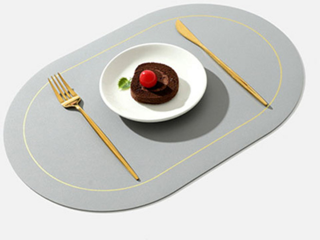 캘리웨이브 론드 양면 식탁매트, 그레이 + 베이지, 45 x 30 cm, 4개