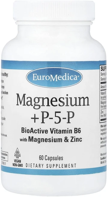 단백질 비타민 철분 마그내슘 칼슘 EuroMedica 마그네슘 + P5P 캡슐 60정 고루고루섭취해주세요, EuroMedica 마그네슘  P5P 캡슐 60정, 1개 - 쿠팡