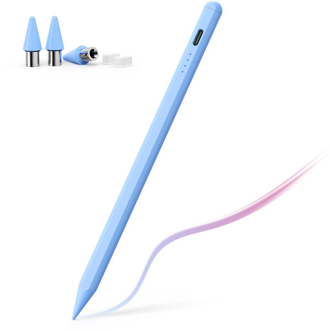 JAMJAKE 정전식 스타일러스 스마트 터치펜 아이패드 & 스마트폰 99% 기종 자석 부착 + 정전기 방지 장갑 Q77, 1개, 블루