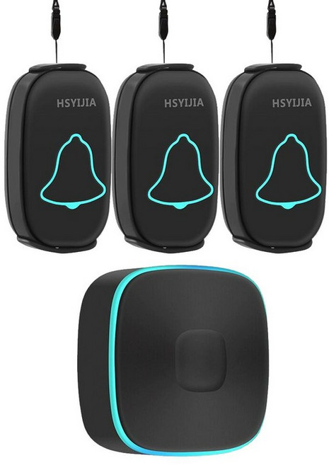 간편 설치 무선 응급벨 알림기 호출기 비상, A808 검정 3버튼 1벨, 1개, 기본 색상