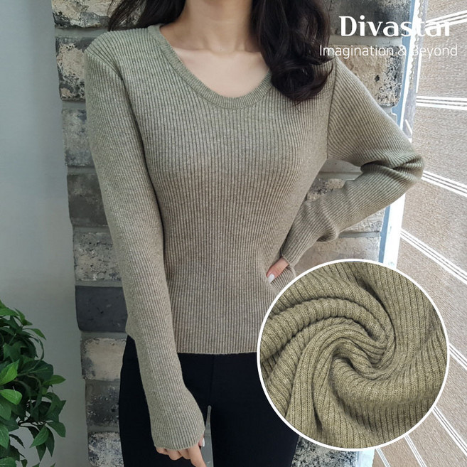 상상그이상 여성용 국내제작 뱀부원단 데코 유넥 골지 긴팔니트 부드러운 베이직 심플 니트