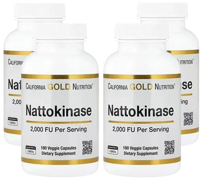 캘리포니아 골드 뉴트리션 나토키나제 2 000FU 식물성 캡슐 180정, 4개 - 쿠팡