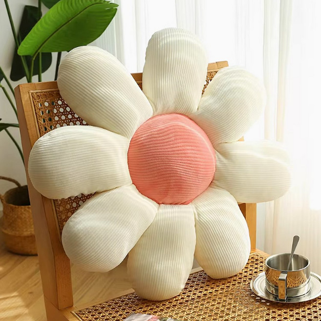 허니잼 예쁜 꽃 쿠션 모찌 방석 사무실 의자 엉덩이방석 50cm, 화이트