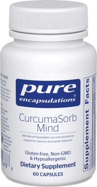 Pure Encapsulations CurcumaSorb Mind 퓨어인캡슐레이션 커큐마솝 마인드 터머릭 피토솜 커큐민 60캡슐, 1개, 60정 - 쿠팡