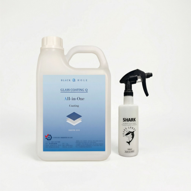 블랙홀 글라스 코팅큐 초극세사 + 안개 분사 특허 분무기 유리막 발수 코팅제 물때 세정, 1개, 1.8L
