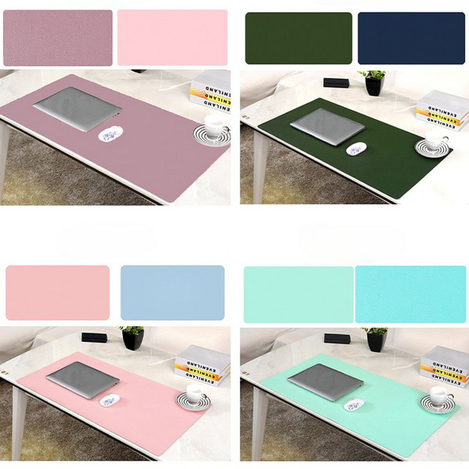 레오큐 양면 가죽 장패드 데스크매트 책상 키보드 패드, 라이트핑크+스카이블루