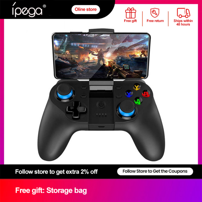 Ipega PG-9129 블루투스 게임 패드 모바일 컨트롤 PUBG 게임 컨트롤러 휴대 전화 트리거 안드로이드 스마트 폰용 무선 조이스틱, black, 1개