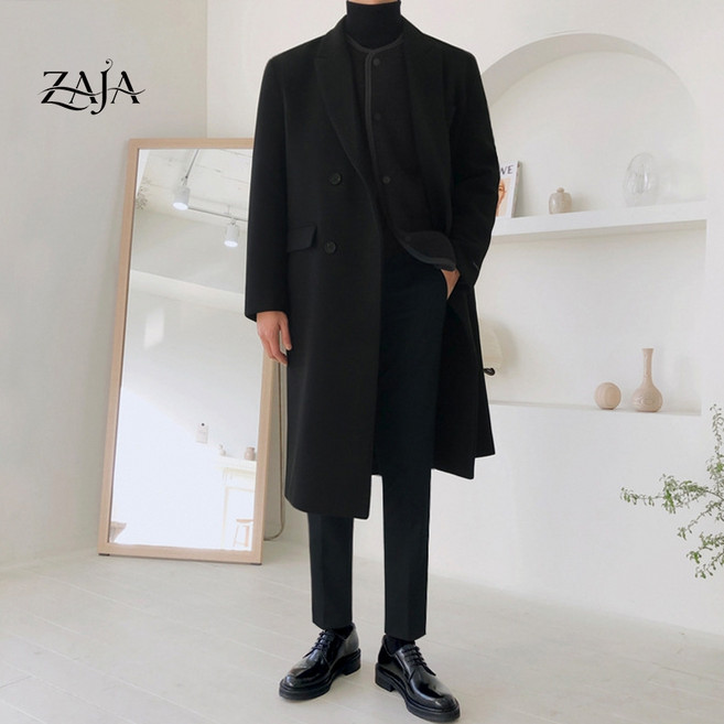 [재고정리 할인] ZAJA 남성 겨울 롱 코트 캐주얼 오버핏 아우터 코트
