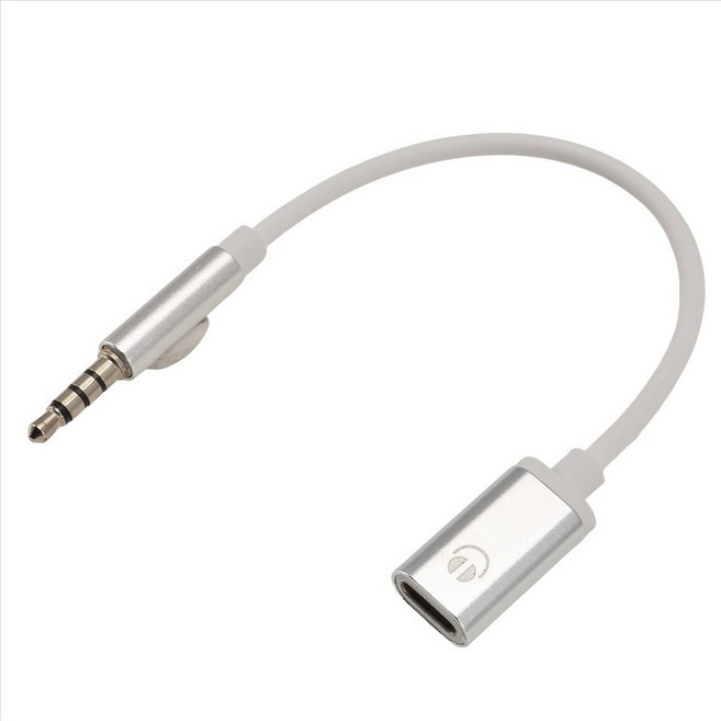 3.5mm type C 형 여성 오디오 케이블 코드 아날로그 오디오 잭 헤드폰 오디오 어댑터 MP3 플레이어 노트북 태블릿 C, 은, 1개, 은