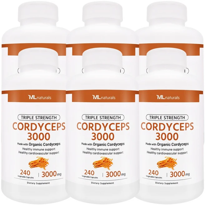 [미국빠른직구] 신제품 마이라이프 내추럴스 동충하초 3000mg, 6병, 240정 - 쿠팡