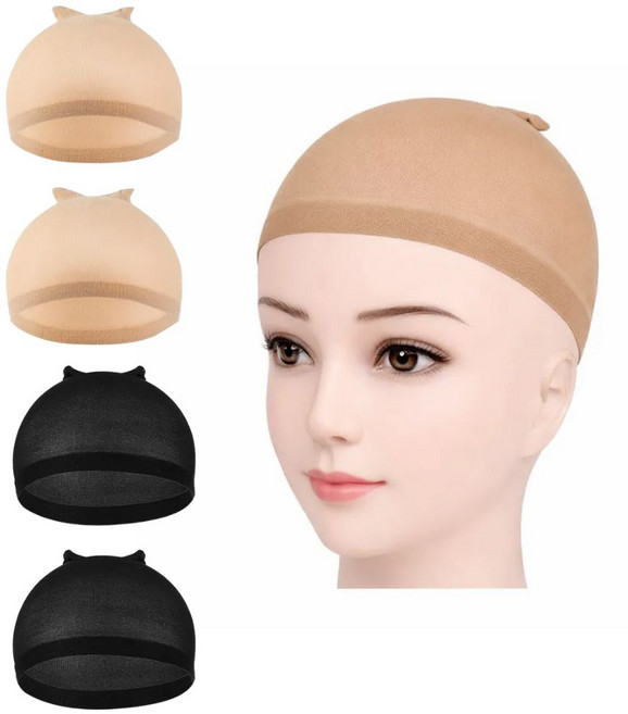 세일왕 헤어 가발망 머리망 통기성 스판, 4개, 스킨,블랙