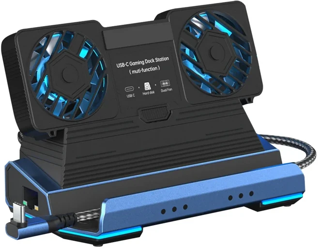 Docking Station Dual Cooling Fan Dock Station 4K@60Hz PD100W Gigabit Ethernet for Steam Deck OLED &, 01 10 in 1