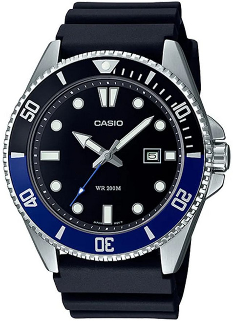 CASIO 卡西歐 200米潛水錶 黑藍 MDV-107-1A2