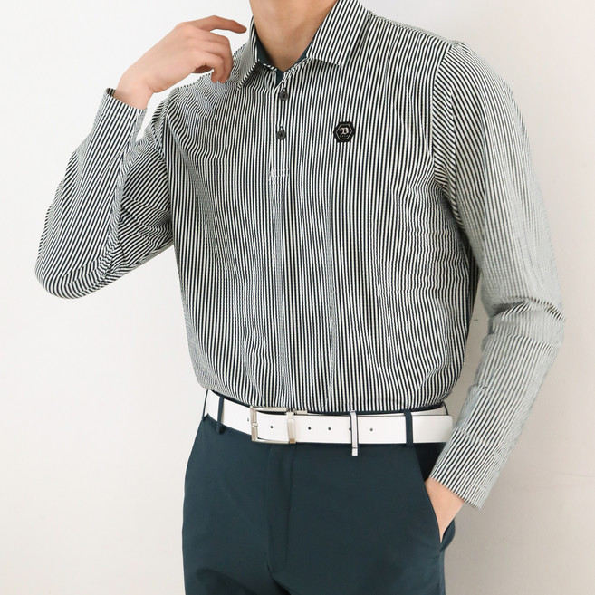 베러투데이 남성 시어서커 스트라이프 긴팔 티셔츠