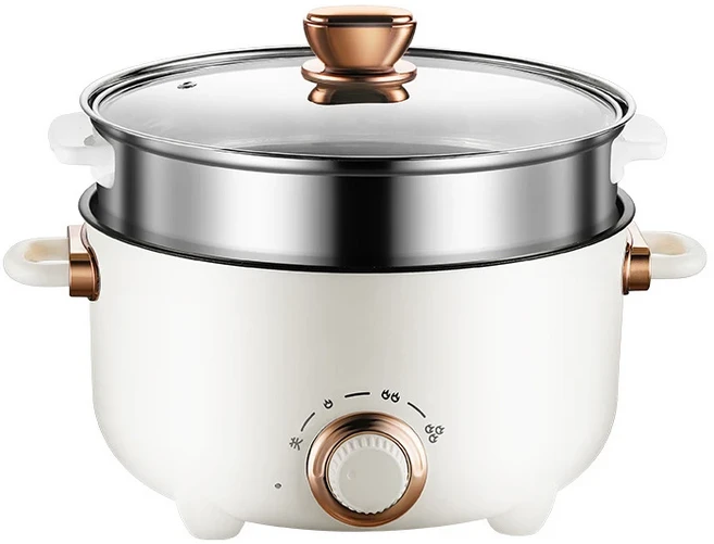 1.5L/2.5L 전기 다기능 밥솥 가정용 더블 레이어 냄비 프라이팬 스틱 조리기구 수프, 01 With Steamer, 02 20cm-1.5L