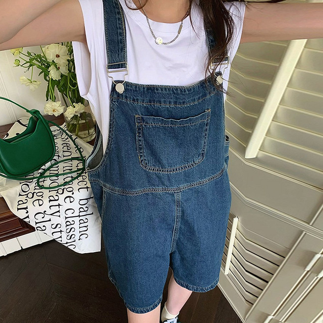 대박난박양 빅사이즈 데님 반바지 점프수트(세일)