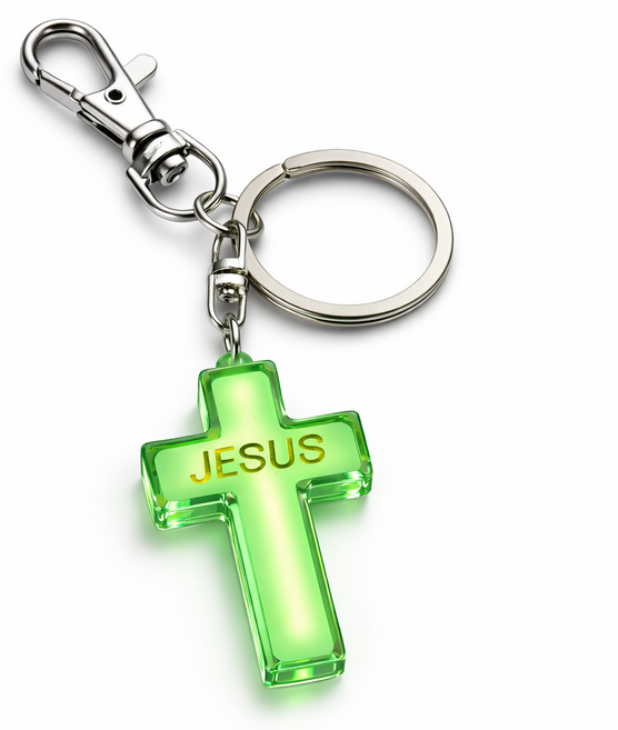 귀엽고 예쁜 크리스챤 십자가 열쇠고리/선물용 악세사리 키링선물, 5 야광 - 지저스 JESUS, 1개