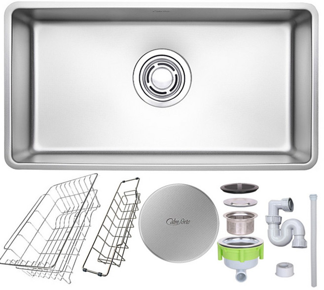 백조 깜뽀르테 860 세트 사각 싱크볼 엠보 코팅 CWS860, 1세트