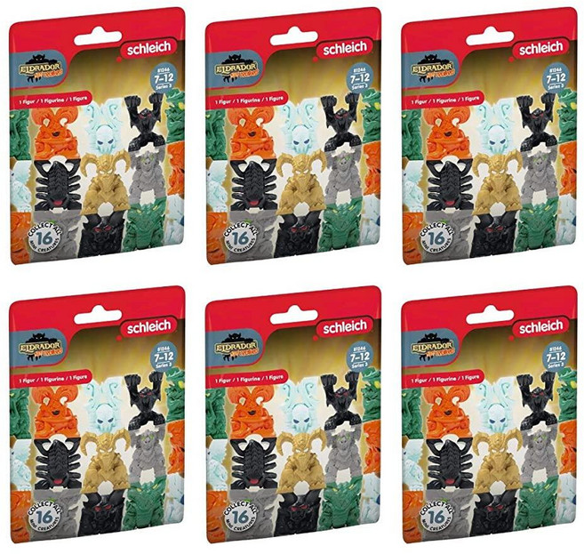 Schleich 7피스 Eldrador 액션 피규어 세트 스톤 로봇 생물 무기 및 서프라이즈 장난감 4개 포함, Schleich 미니 크리처 액션 피규어 6개