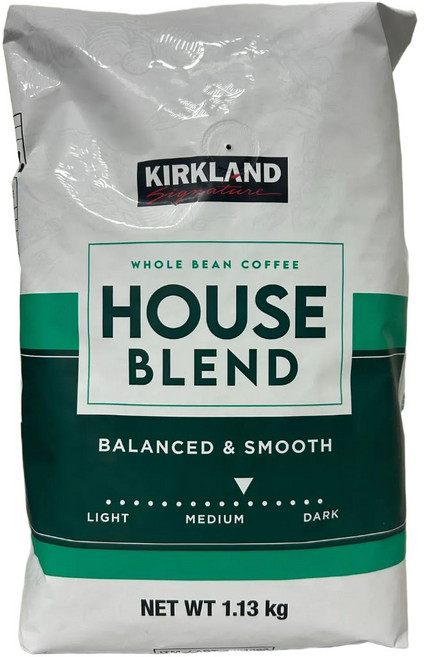 코스트코 커클랜드 원두 커피 하우스 블렌드 미디엄 로스팅 홀빈 아라비카, 1.13kg, 1개, 홀빈(분쇄안함)