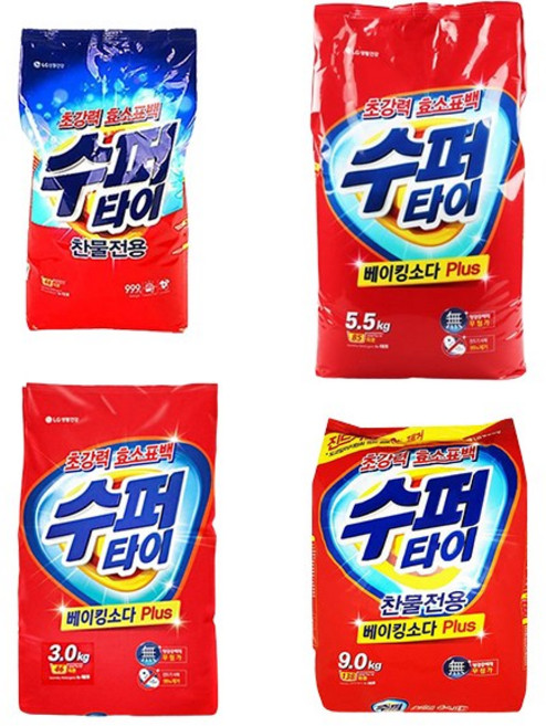 슈퍼타이 1kg 3kg 5.5kg 9kg 리필용 찬물전용 대용량 가루세제, 1개