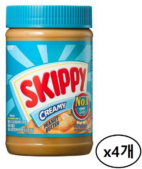 스키피 크리미 땅콩버터, 462g, 4개
