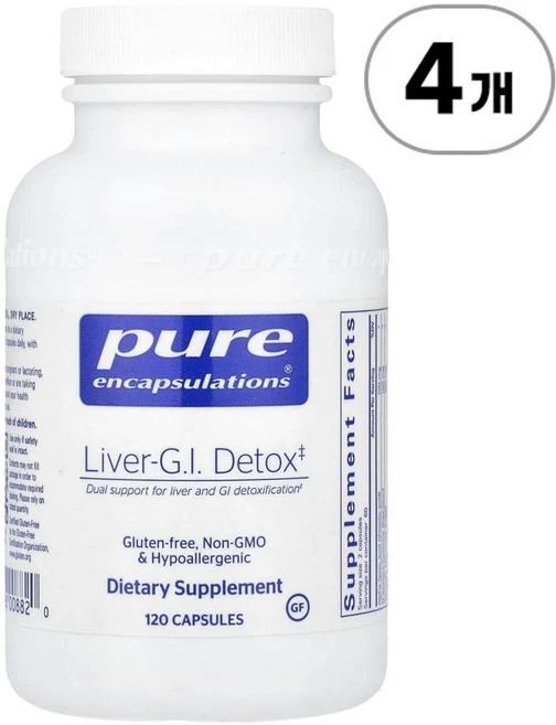 퓨어 인캡슐레이션 리버-G.I. 디톡스 (간 및 소화기) Pure Encapsulations Liver-G.I. Detox 120정, 4개 - 쿠팡
