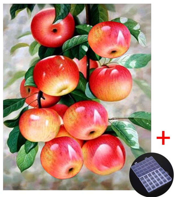 더영흥 보석십자수 ( 캔버스형 ) 30 x 40 cm DIY 풍수 해바라기 사과, 1개, 금전가득 홍과