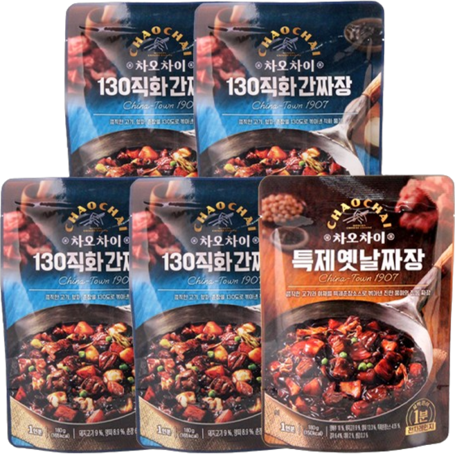 차오차이 130 직화간짜장 180g 4개 + 차오차이 특제옛날짜장 180g 1개, 900g