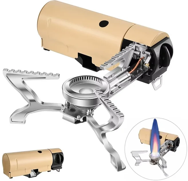 휴대용 캠핑 스토브 2600W 접이식 부탄 가스 운반 가방 야외 바베큐 피크닉 버너 JT473, 01 브라운, 1개