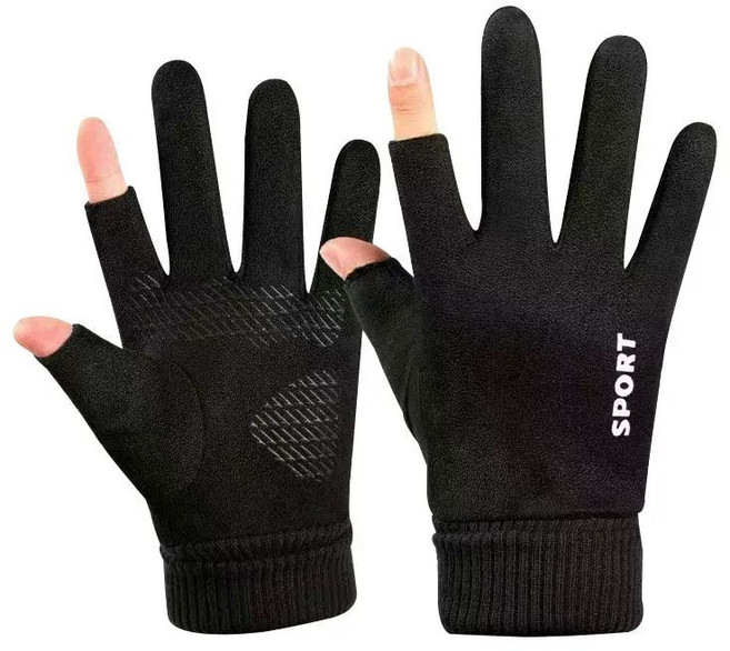 배달라이더 전용 손가락장갑 오토바이 택배 배송 작업용 미끄럼방지 방한 장갑, 블랙세트