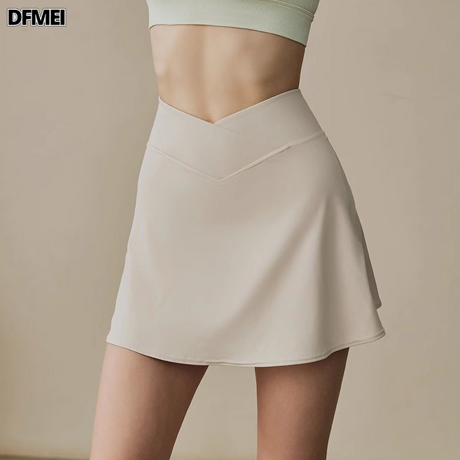 DFMEI 運動短裙女防走光高腰外穿跑步健身網球羽毛球半身裙瑜伽服裙褲夏