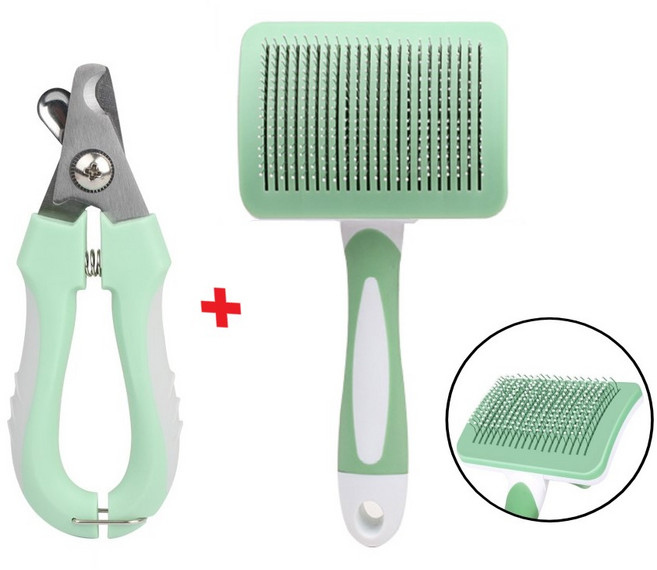 하루모리 반려동물 털제거 원터치브러쉬 발톱깎이세트, 1세트, 민트