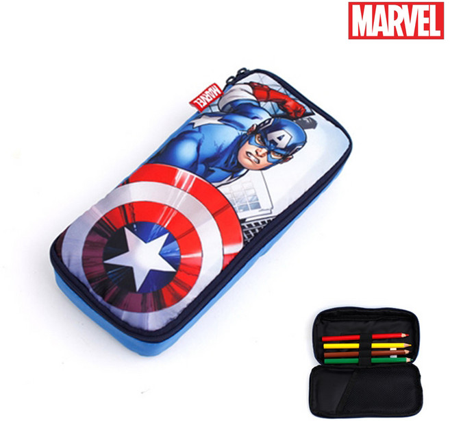 필통 액션 마블히어로 남아 초등학생 학용품 신학기 입학선물 남자아이 파우치, 1개, 캡틴아메리카