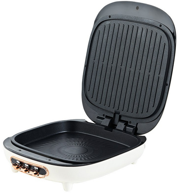 monda 초대형 통구이 양면팬 구이팬 논스틱 코팅팬 아이큐샵, 화이트