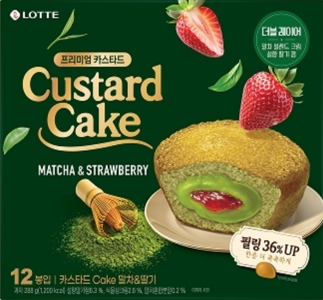 롯데 웰푸드 프리미엄 카스타드 말차&딸기 288g x 1개