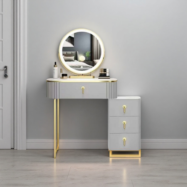 연예인 화장대 미니 화장대 예쁜 화장대 화장대 세트 삼색가구 (화장대+수납장+LED거울+화장의자) A-1791, 70CM- 화장대+수납장+LED거울-의자 없음, 그레이