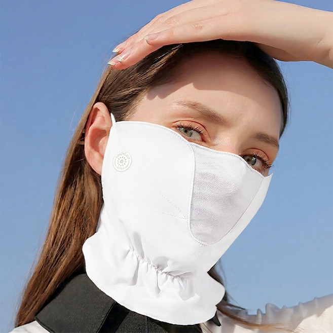 golf1004 골프마스크 코망사 쿨 쉬폰 자외선차단 안면 스포츠 자전거 등산 여행, 화이트, 1개