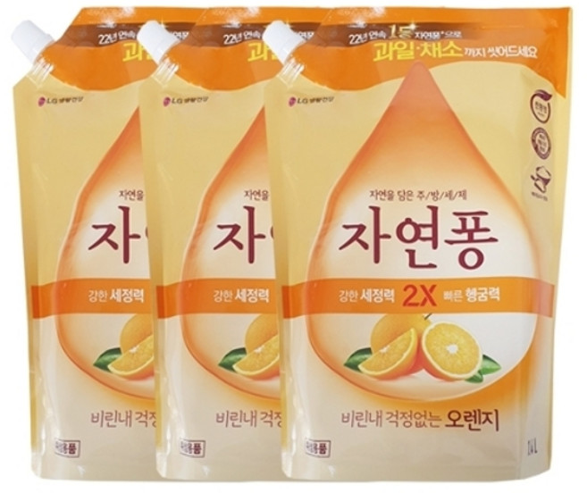 기타 자연퐁 비린내 걱정없는 오렌지 주방세제 리필 1.4L x3