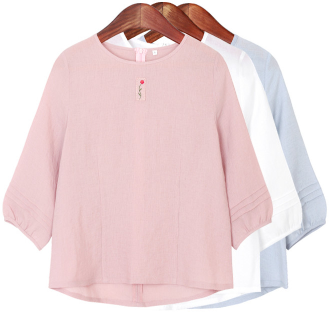 꽃자수 린넨혼방 블라우스 법복 생활한복 아리랑의봄