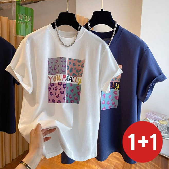 제이로그 (2장) 반팔 라운드 레터링 티셔츠 유얼리T