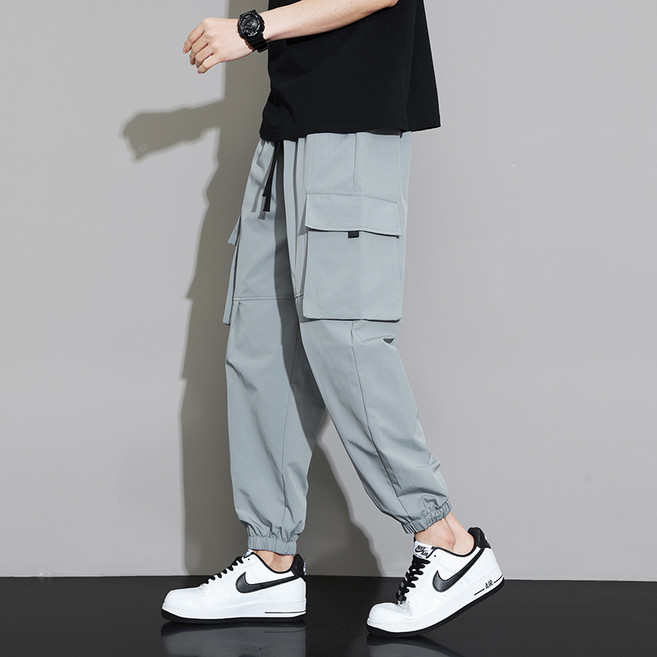 남성용 스판 밴딩 카고 조거 팬츠 여름 쿨바지 트레이닝팬츠 작업복바지 U-9036